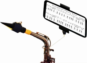 Alto Saxophone Lyre Phone Holder,Adjustable Marching Lyre for Sax,Securely Mount Phone to Your Sax Lyre,Easily Read PDF Sheet Music,Take Video,Clip 3.54inmax Open,with Storage Bag