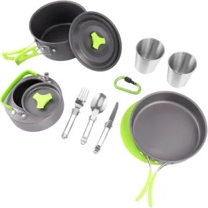 Aluminum Alloy Camping Pot 1-2 Person Portable Cooking Set Cooking Utensils BBQ Accessories Easy to Carry