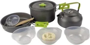 Aluminum Pan Set CamHiking Cookware Set Outdoor Portable Picnic Cookware Kit AlumPot Frying Pan Set Travel Cooking Accessory