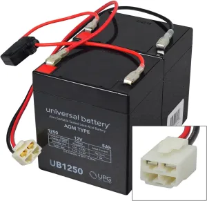 AlveyTech 24 Volt 5 Ah Battery Pack (with Harness) - Fits the Razor Crazy Cart and Drift DLX, Drifting Kart, Replacement Rechargeable SLA AGM Deep Cycle Set of x2 (12V) Batteries, Electric Power Parts