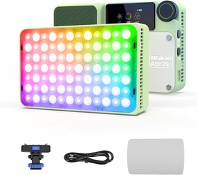 amaran Ace 25c Video Light,25w RGB Portable Light for Photography On-Camera Video Lights CRI/TLCI 95 ,CCT 2,300K-10,000K,Rechargeable Dimmable Vlog Light,APP Control,PD Charging (Green)