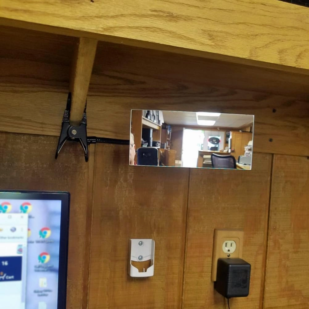Ampper Clip On Security Mirror, Convex Cubicle Mirror for Personal Safety and Security Desk Rear View Monitors or Anywhere (6.69" x 2.95", Rectangle)