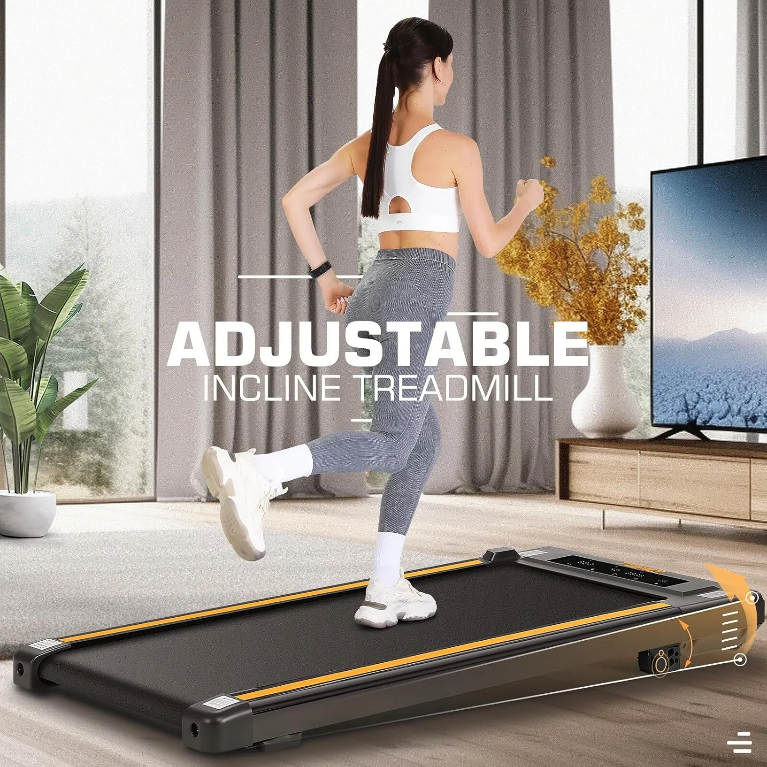ANCHEER Walking Pad with 8% Incline, 2 in 1 Under Desk Treadmill 2.5HP Compact Running Machine with Remote Control, 300lbs Weight Capacity for Home/Gym/Office,Ultra-Quiet, Installation-Free