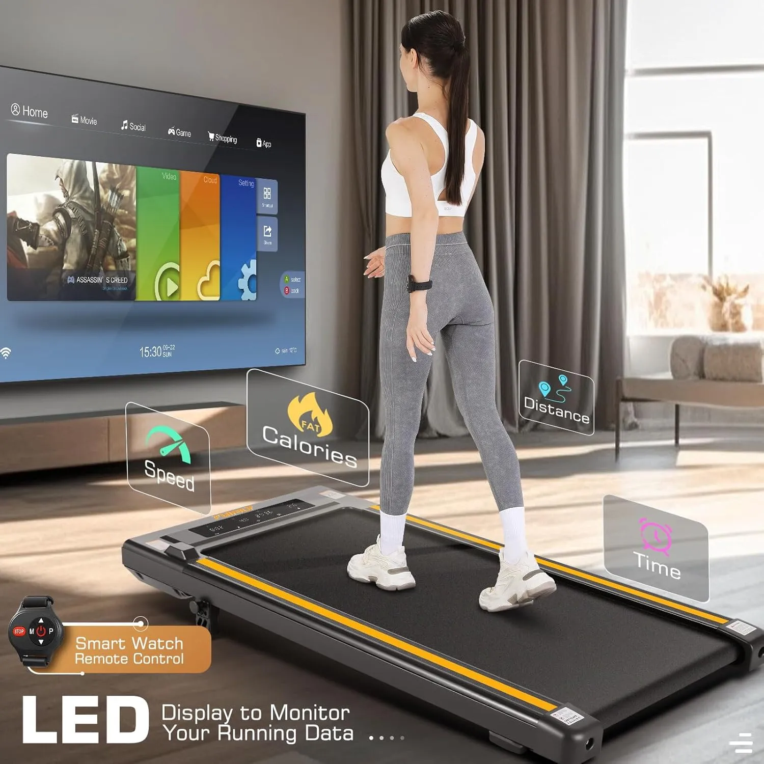 ANCHEER Walking Pad with 8% Incline, 2 in 1 Under Desk Treadmill 2.5HP Compact Running Machine with Remote Control, 300lbs Weight Capacity for Home/Gym/Office,Ultra-Quiet, Installation-Free