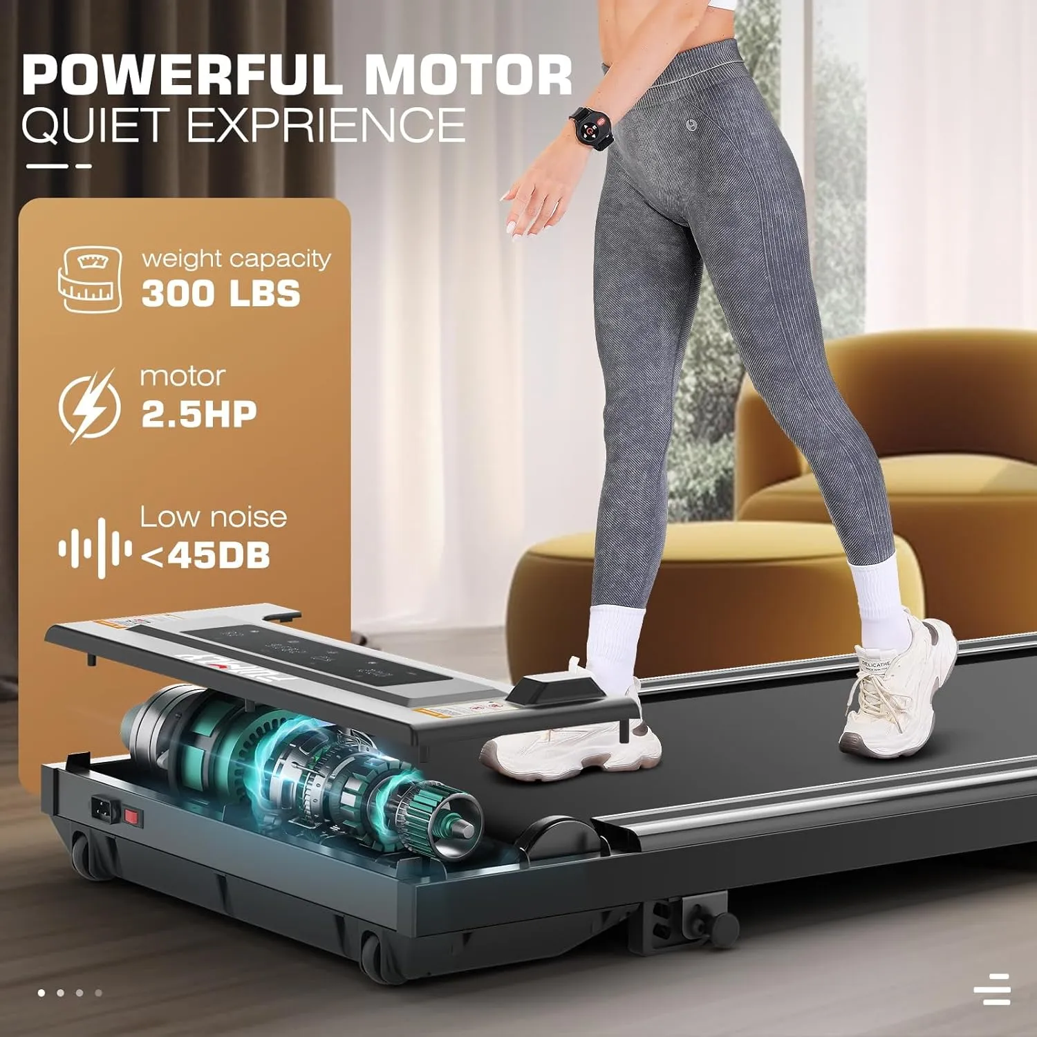 ANCHEER Walking Pad with 8% Incline, 2 in 1 Under Desk Treadmill 2.5HP Compact Running Machine with Remote Control, 300lbs Weight Capacity for Home/Gym/Office,Ultra-Quiet, Installation-Free