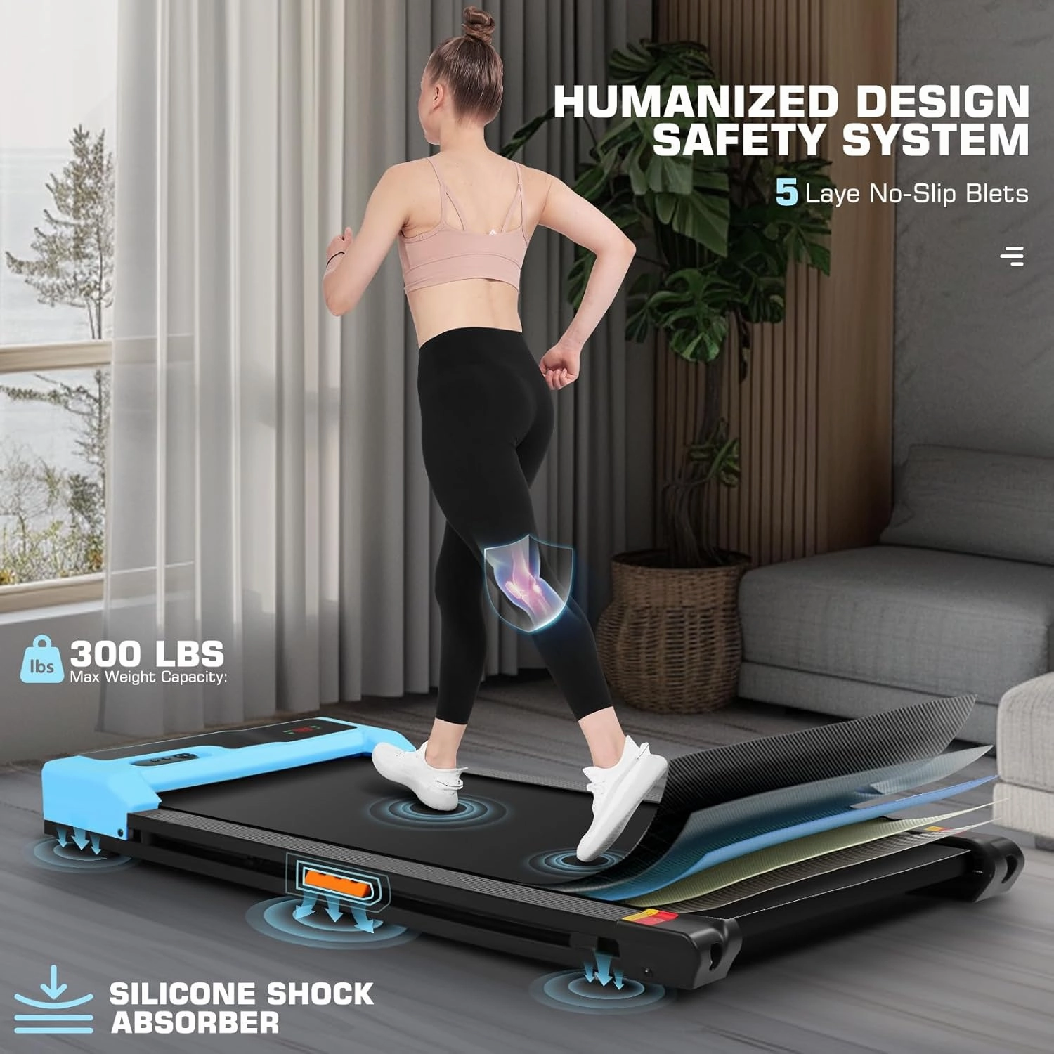 ANCHEER Under Desk Treadmill, 300LBS Capacity Compact Treadmills for Home/Office, 2.5HP Portable Walking Pad Treadmill with Remote Control Walking Jogging Running Exercise Machine