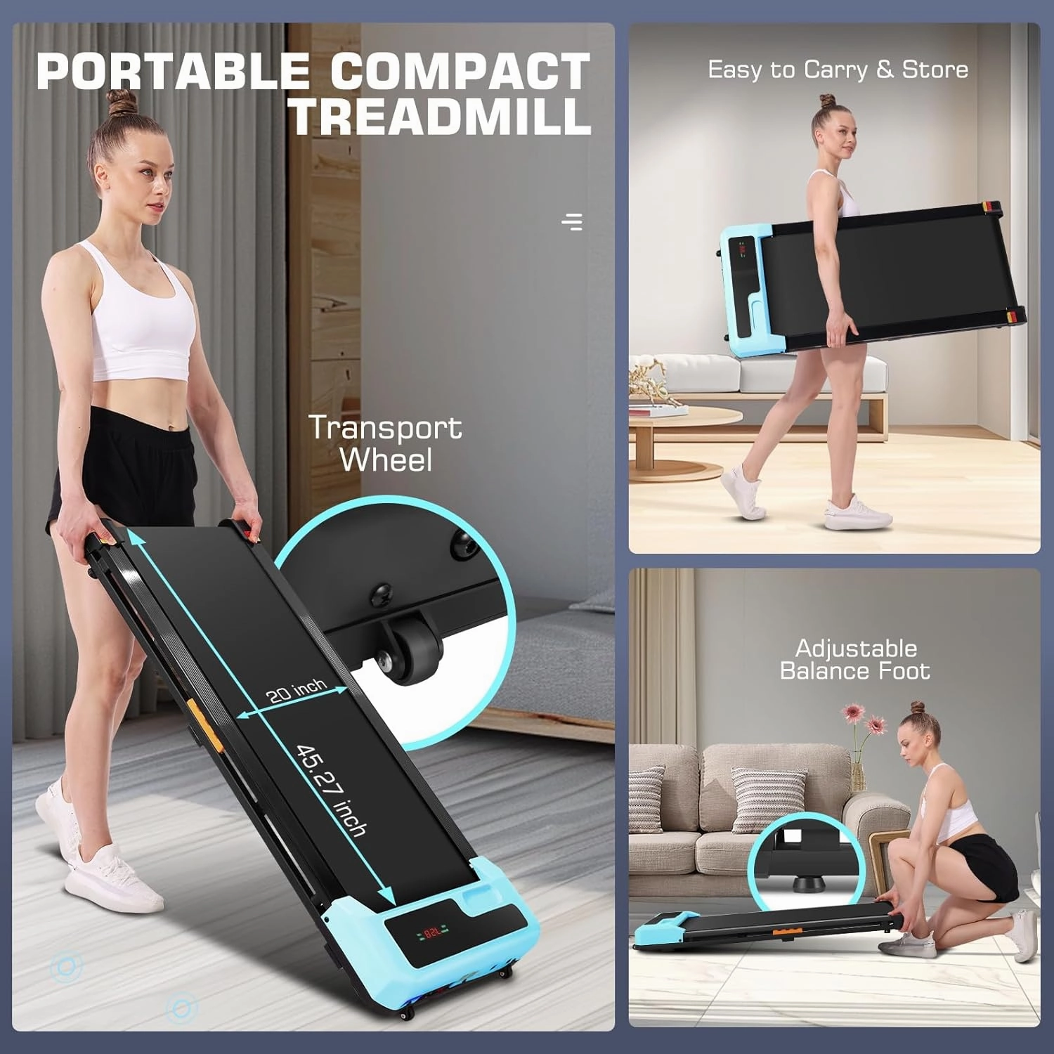 ANCHEER Under Desk Treadmill, 300LBS Capacity Compact Treadmills for Home/Office, 2.5HP Portable Walking Pad Treadmill with Remote Control Walking Jogging Running Exercise Machine