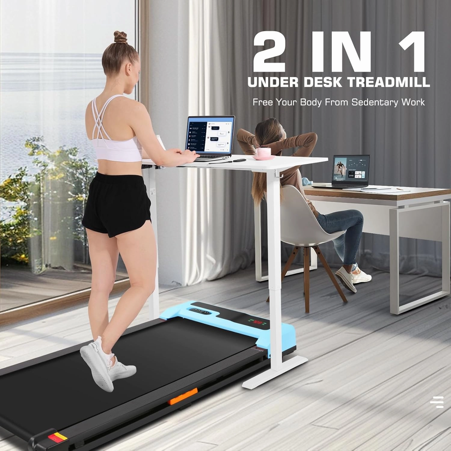 ANCHEER Under Desk Treadmill, 300LBS Capacity Compact Treadmills for Home/Office, 2.5HP Portable Walking Pad Treadmill with Remote Control Walking Jogging Running Exercise Machine