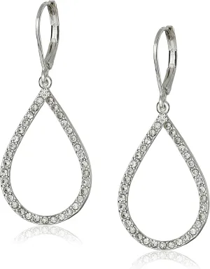 Anne Klein Women's Pierced Earrings Pave Tubular Hoop