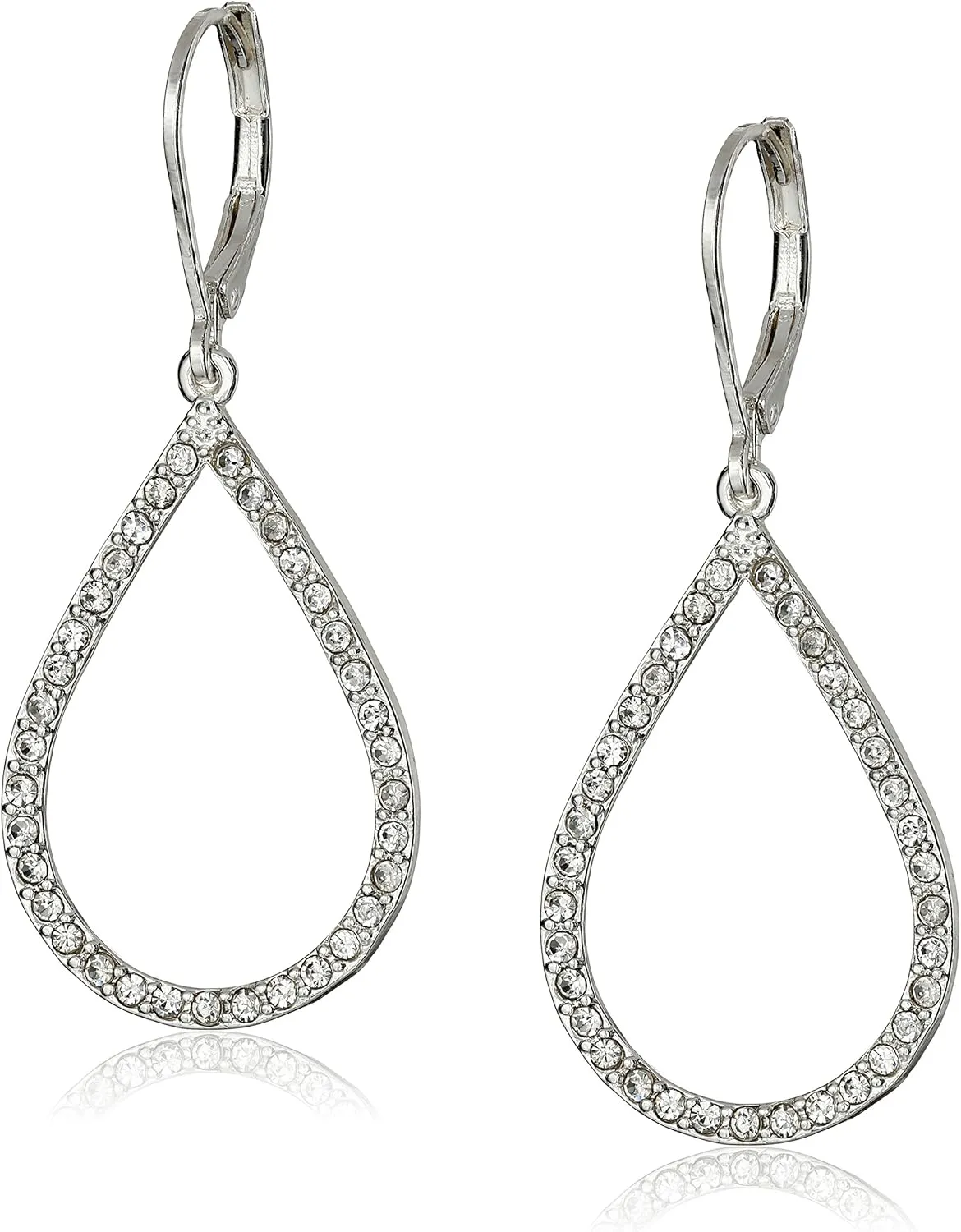 Anne Klein Women's Pierced Earrings Pave Tubular Hoop