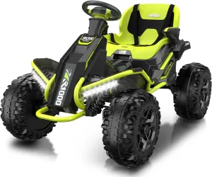 ANPABO 24V 4x4 Ride On Toy for Big Kids, 4x200W Motors, 5MPH, Kids Car w/Parent Remote, Wide Adjustable Seat, Headlights, Metal Frame, Shock Absorbers, 4 Wheeler Quad for Kids 3-12, Green