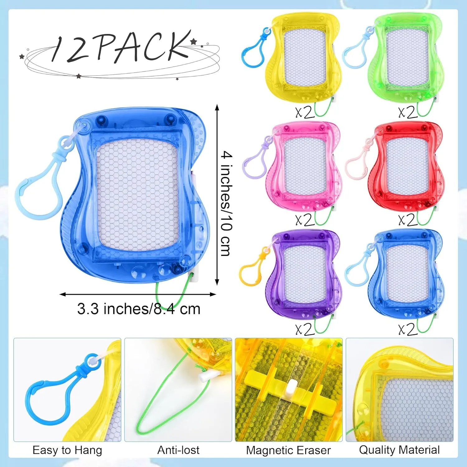Aodaer 36 Pieces Mini Magnetic Drawing Board with Pen 4 Inch Backpack Keychain Clip Drawing Boards Erasable Doodle Board Sketch Pad Drawing Tablet for Birthday Gifts Car Trip Educational Toys