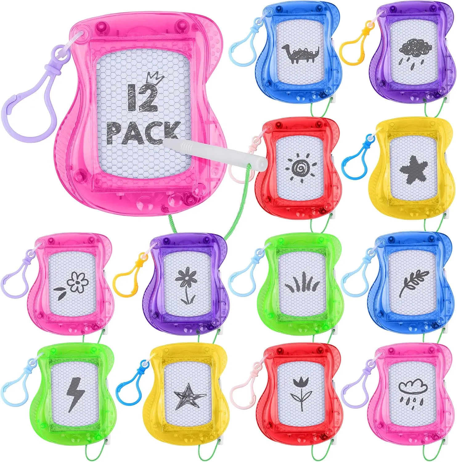 Aodaer 36 Pieces Mini Magnetic Drawing Board with Pen 4 Inch Backpack Keychain Clip Drawing Boards Erasable Doodle Board Sketch Pad Drawing Tablet for Birthday Gifts Car Trip Educational Toys