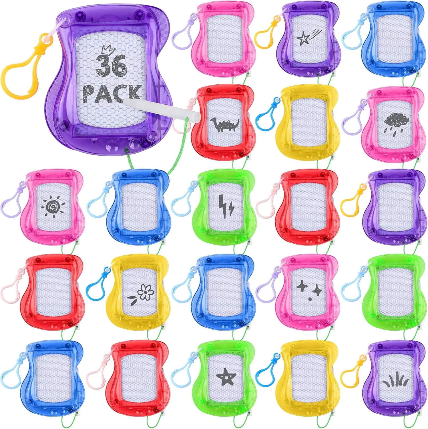 Aodaer 72 Pieces Mini Magnetic Drawing Board with Pen 4 Inch Backpack Keychain Clip Drawing Boards Erasable Doodle Board Sketch Pad Drawing Tablet for Birthday Gifts Car Trip Educational Toys