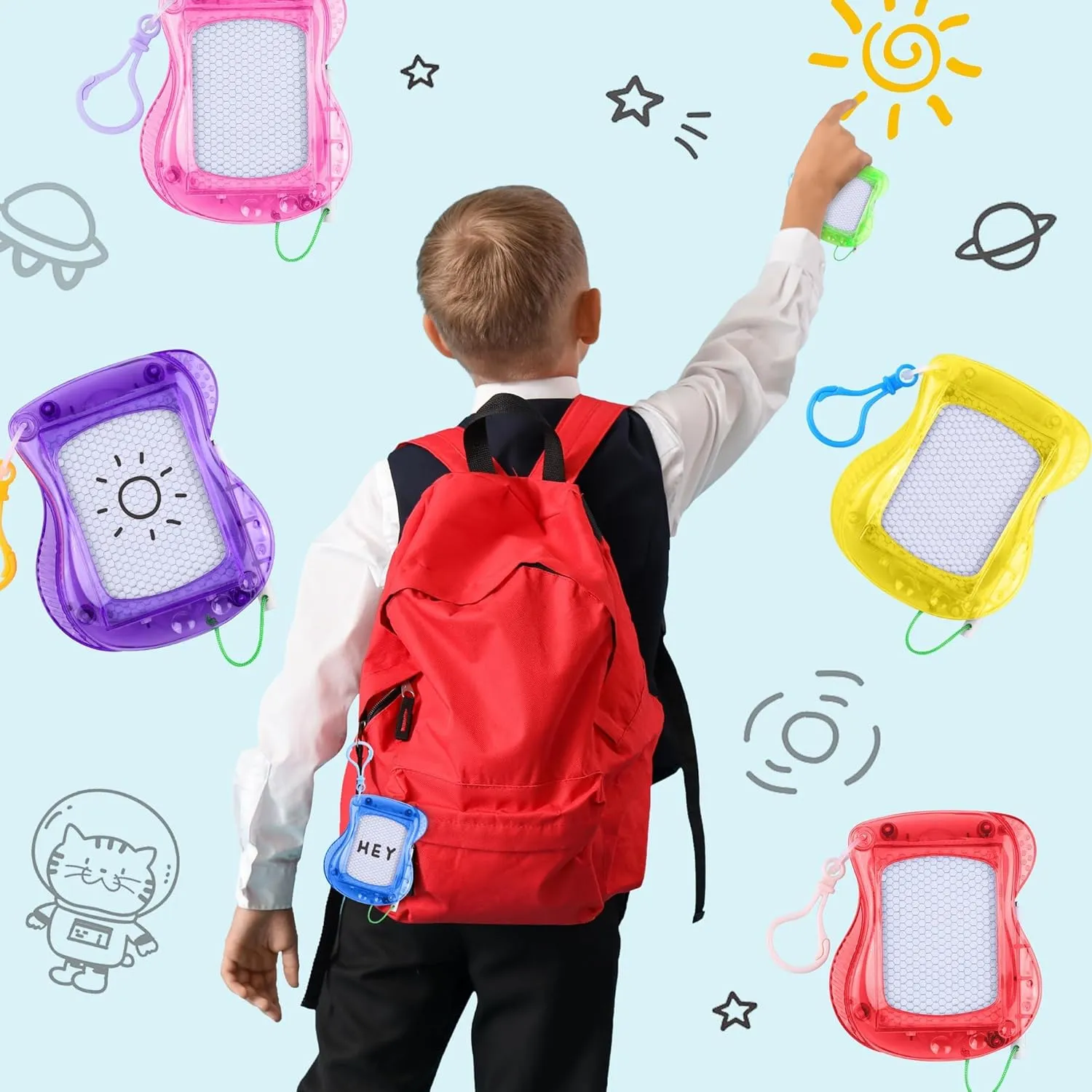 Aodaer 72 Pieces Mini Magnetic Drawing Board with Pen 4 Inch Backpack Keychain Clip Drawing Boards Erasable Doodle Board Sketch Pad Drawing Tablet for Birthday Gifts Car Trip Educational Toys