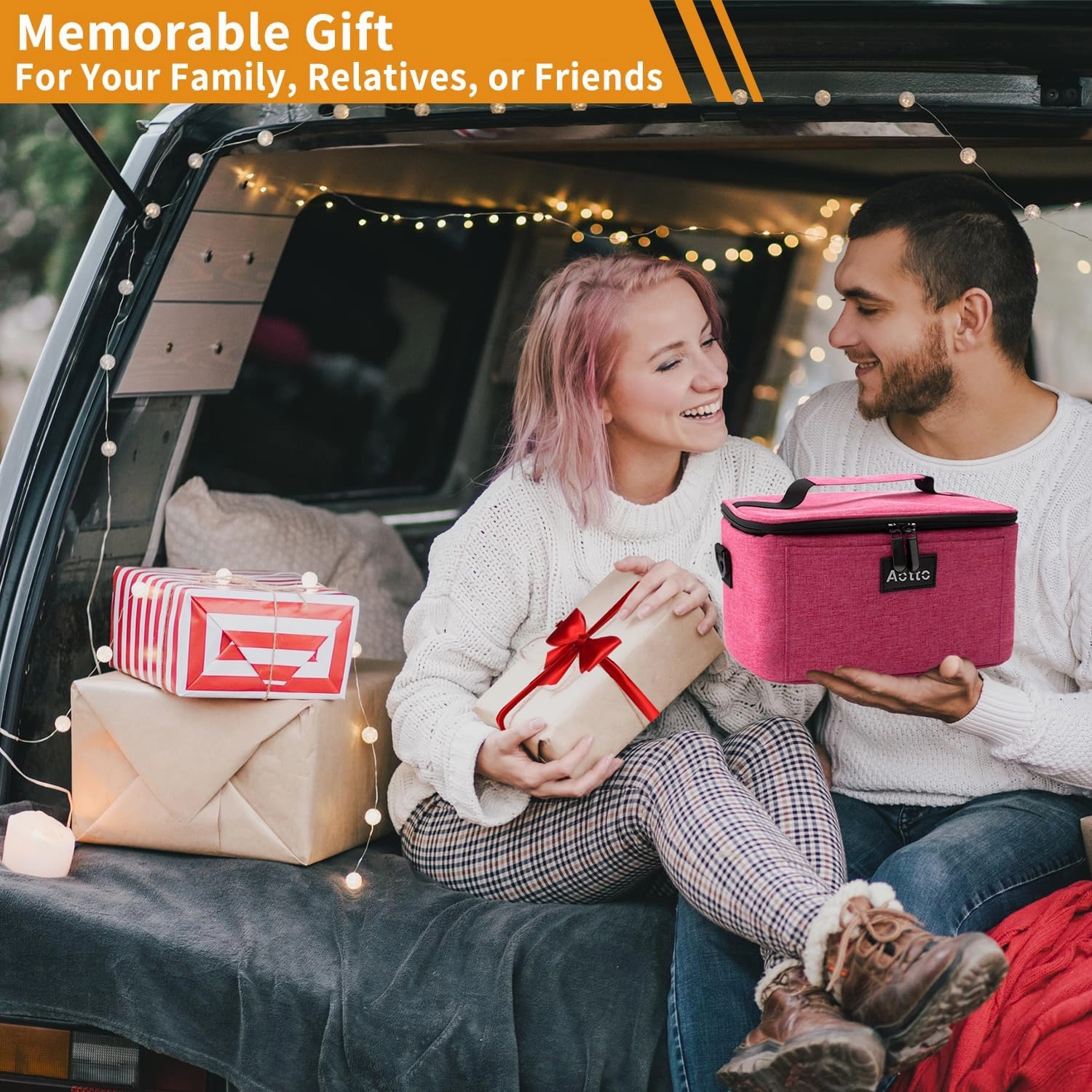 Aotto Portable Electric Lunch Box Food Heater, 12V/24V/110V 3-in-1 Car Food Warmer Heated Lunch Box for Adults, Cook, Reheat & Keep Meals Warm for Car, Truck, Travel, Work, Home - Pink