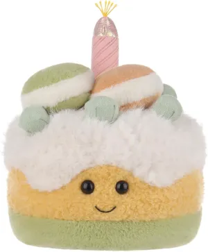 Apricot Lamb Macaroon Birthday Cake Stuffed Animals for Kids, Soft Cute Plush Toys for Baby Girl and Boy, Fluffy Macaroon Birthday Cake 7.1 Inches