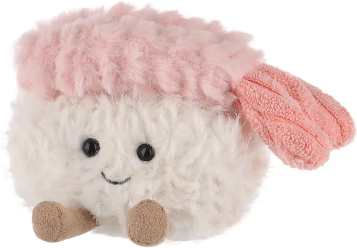 Apricot Lamb Sushi Plush Stuffed Animals for Kids, Soft Cute Plush Toys for Baby Girl and Boy, Fluffy Shrimp Sushi 3.2 Inches