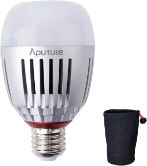 Aputure Accent B7C Smart Led Light Bulbs,1 Pack,7W RGBWW,2000k-10000k Bi Color,CCT/HSI/FX Mode,App Control Built-in Battery, E26/E27 Socket