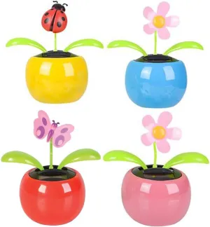 ArtCreativity Solar Toys for Kids, Set of 4, Solar Powered Dancing Flower Toys with Adhesive Stickers, Colorful Assorted Designs, Cute Window and Car Dashboard Decorations, Kids Party Favors