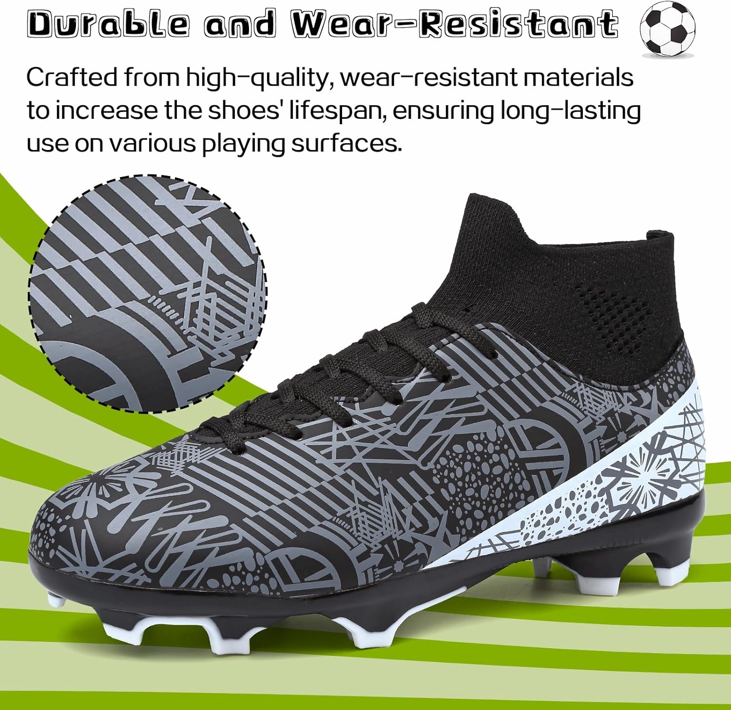 ASoftLand Boys Girls Soccer Cleats Lace Up Cleats(Little Kid/Big Kid) AG/FG