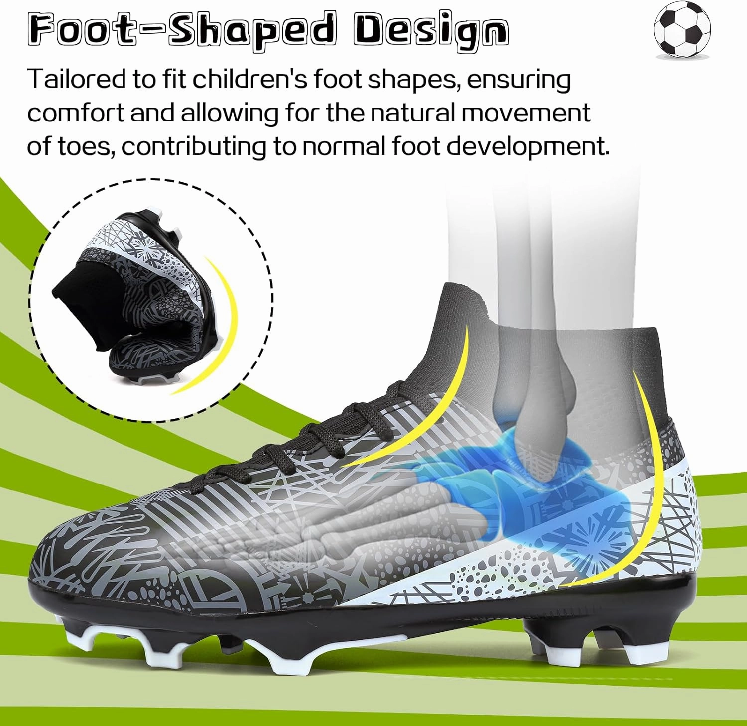 ASoftLand Boys Girls Soccer Cleats Lace Up Cleats(Little Kid/Big Kid) AG/FG