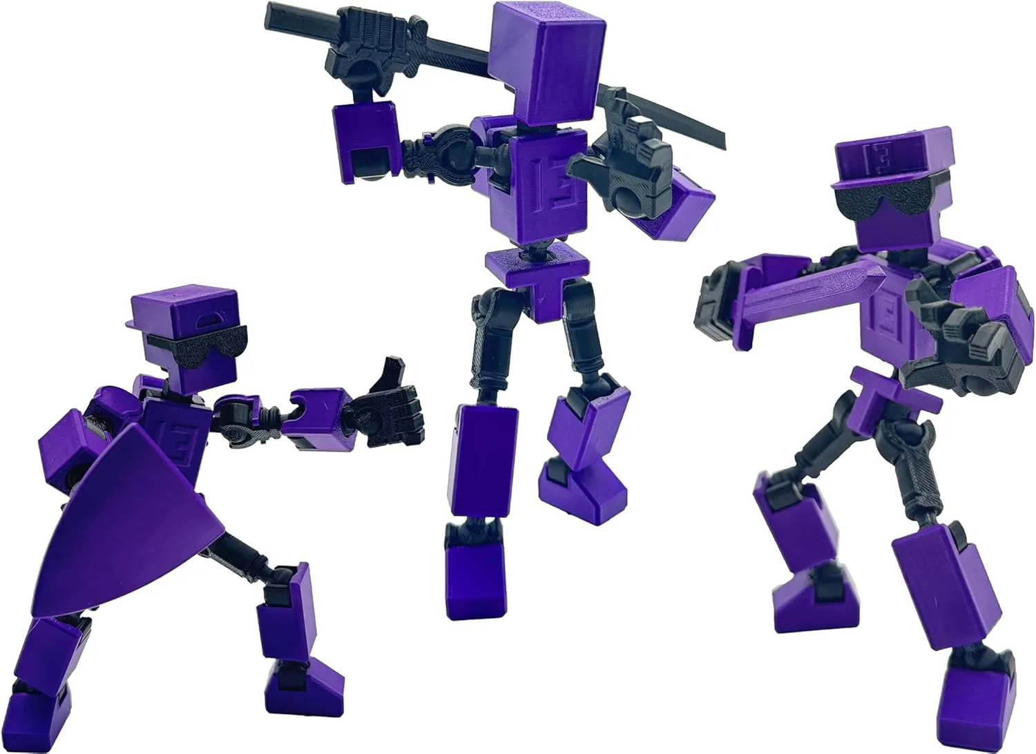 (Assembly Completed) 3D Printed 6.65-inch Action Figure Mini-13, Full Body Mechanical Movable Toy, Multiple Accessories, Desk Decoration, Creative Gifts (Purple)