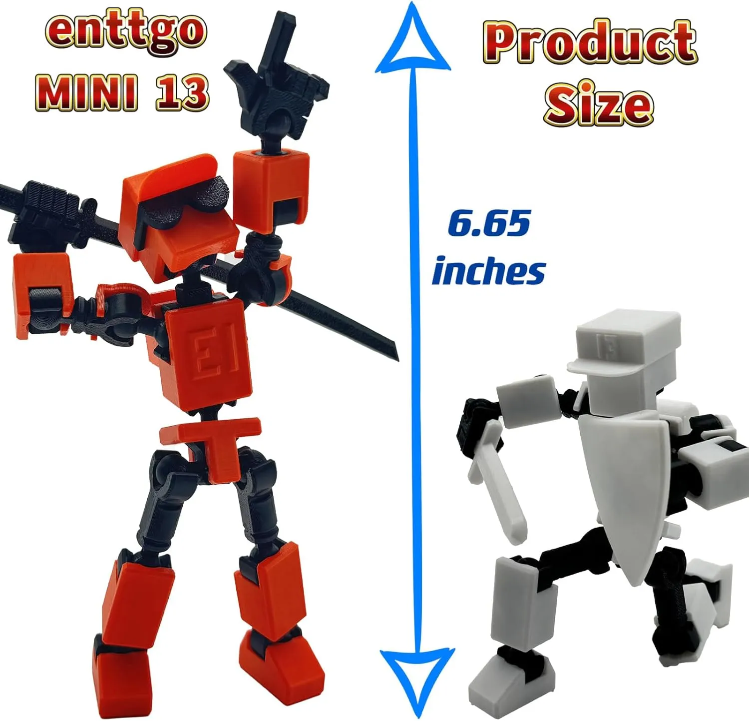 (Assembly Completed) 3D Printed 6.65-inch Action Figure Mini-13, Full Body Mechanical Movable Toy, Multiple Accessories, Desk Decoration, Creative Gifts (Purple)