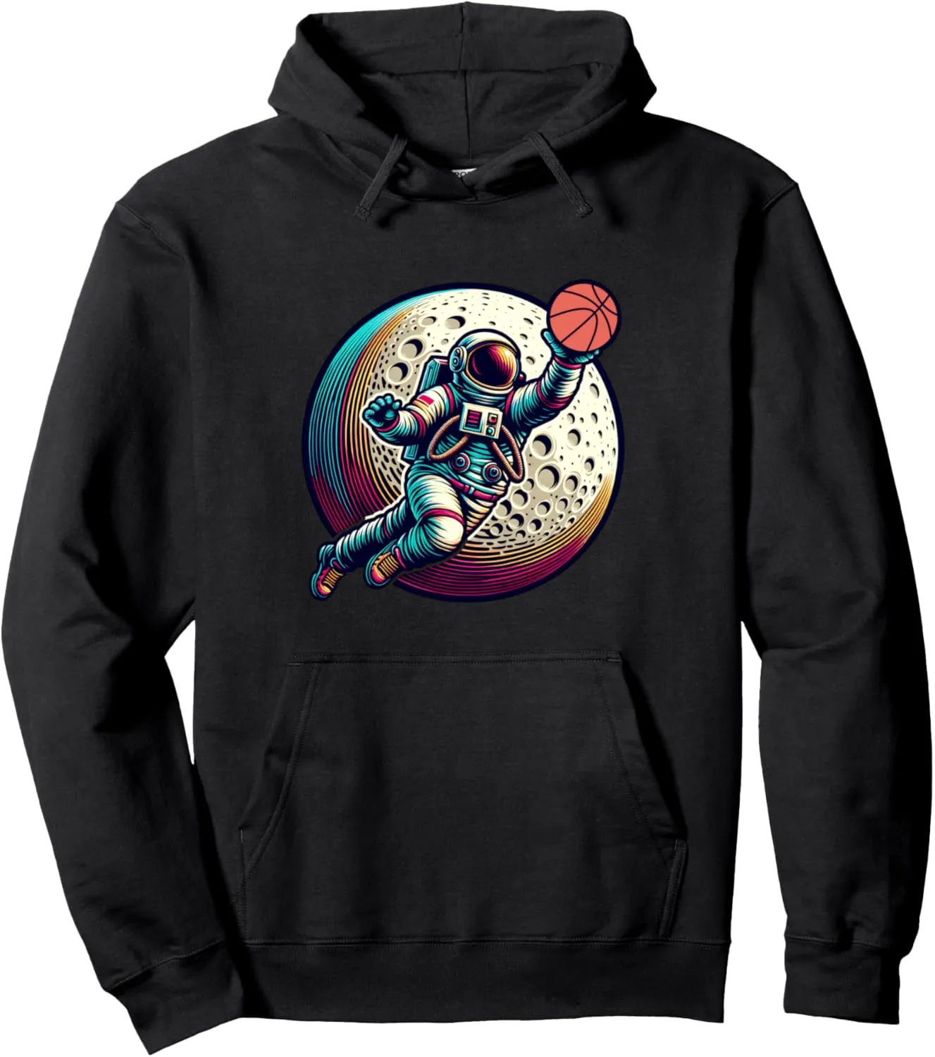 Astronaut Playing Moon Basketball Space Dunk Adventure Pullover Hoodie