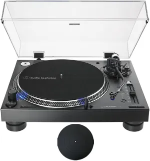 Audio-Technica AT-LP140XP Direct-Drive Professional DJ Turntable - (Black) Bundle with Deco Gear Universal 12" Silicone Rubber Turntable Platter Mat