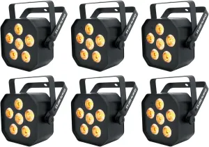 Audiosavings Bundle: (6) Chauvet DJ EZLink Par Q6BT ILS RGBA Bluetooth Rechargeable Par Can Wash Up-Light