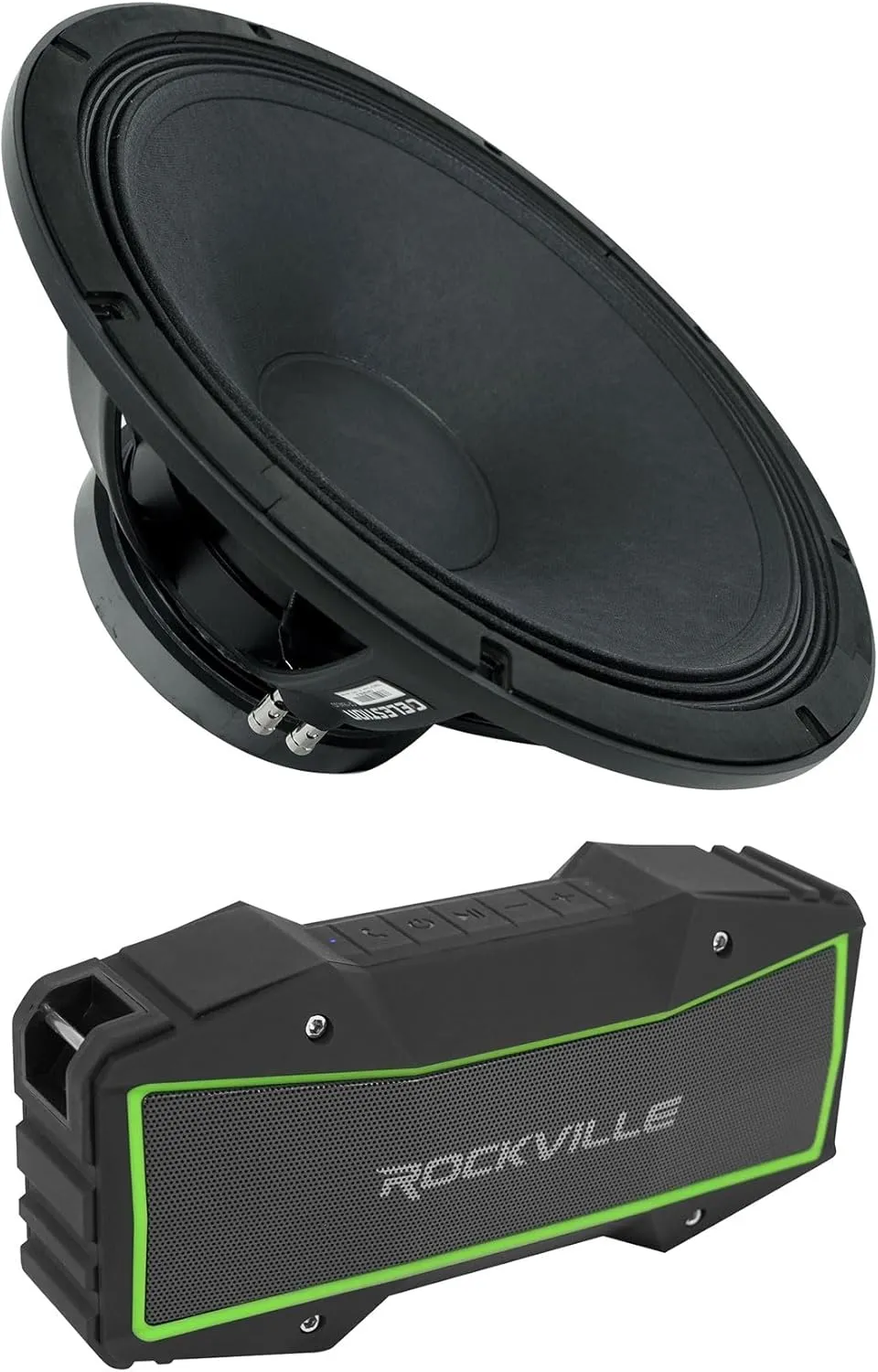 Audiosavings Bundle: Celestion CF1840JD 2400W 18" Pro Audio PA Woofer 8 Ohm Subwoofer 4" Voice Coil Bundle with Rockville ROCK EVERYWHERE Portable Bluetooth Speaker/Waterproof/Wireless Link (2 Items)