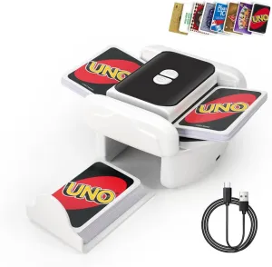 Automatic Card Shuffler 2/1 Deck for Uno Card Game,Playing Cards,Casino,Rechargeable Poker Machine for 5 Crowns,Phase 10,Mahjong,Skipbo,Blackjack,Canasta,Low Noise for Adults Kids Game Night