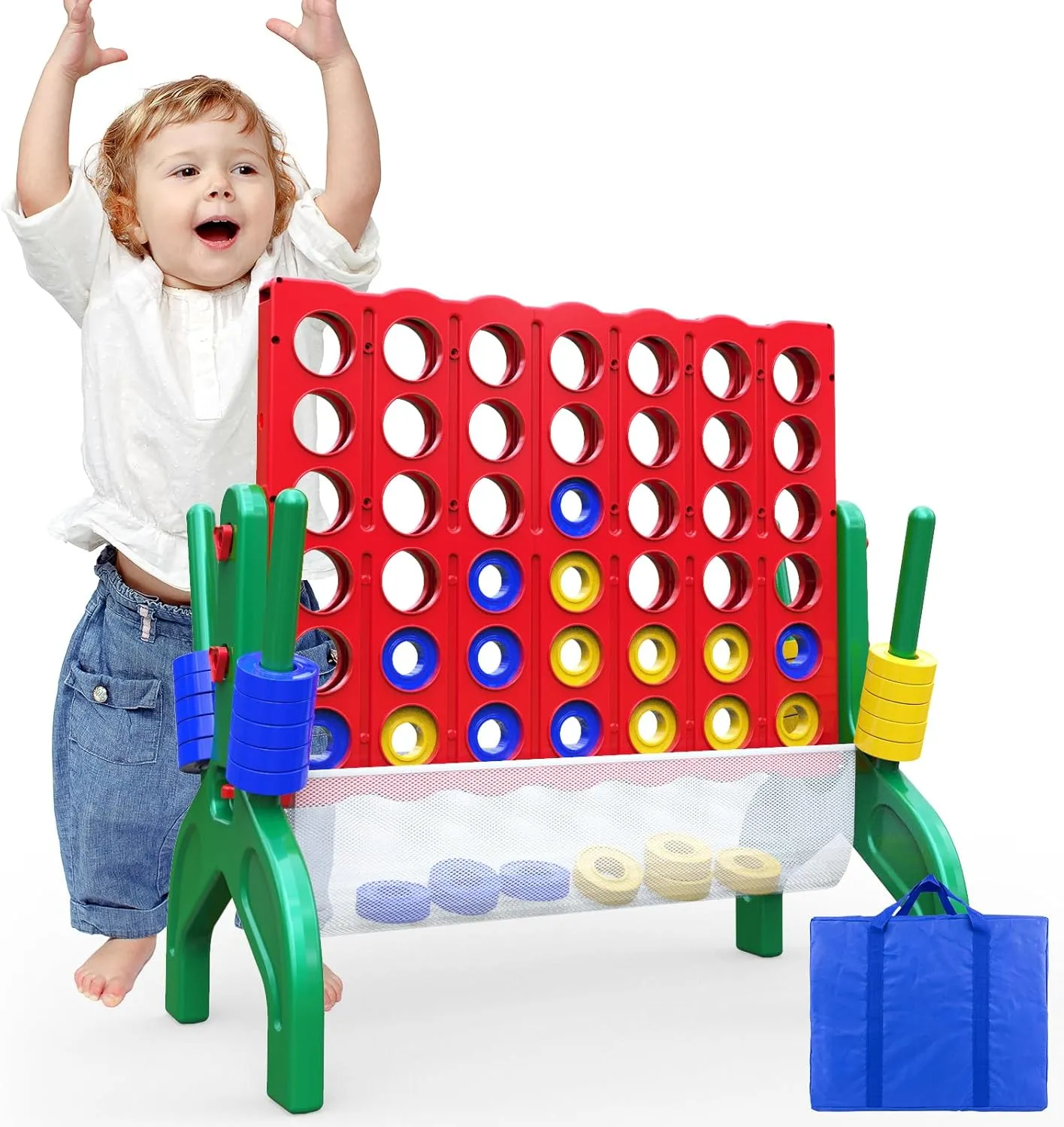 Aywewii 1.9 Feet Giant 4-to-Score Connect Game Set for Kids and Adults 4 in A Row Game Outdoor Indoor Yard Camping Party Family Games Tabletop Games