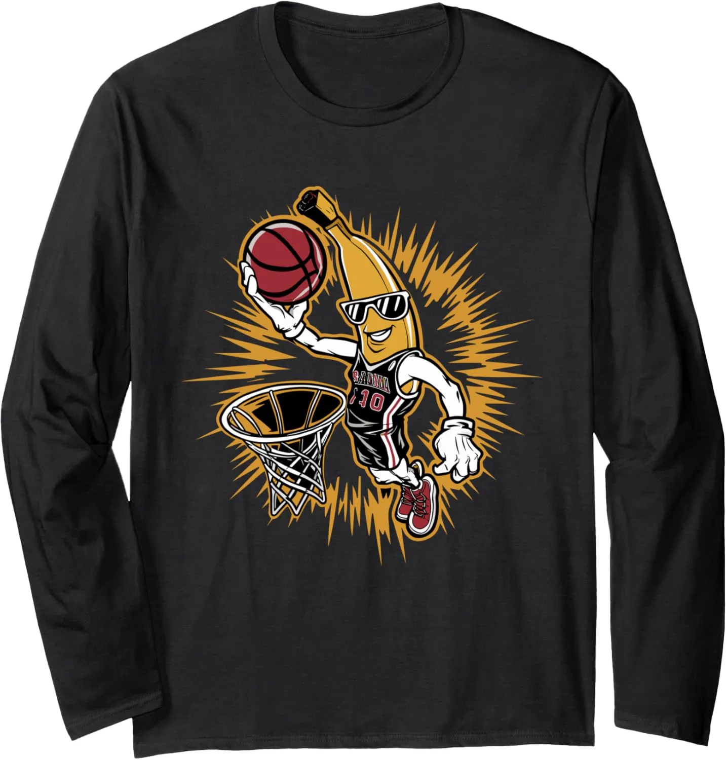 B-Ball Player Sport Game Cute Dunk Banana Basketball Player Long Sleeve T-Shirt