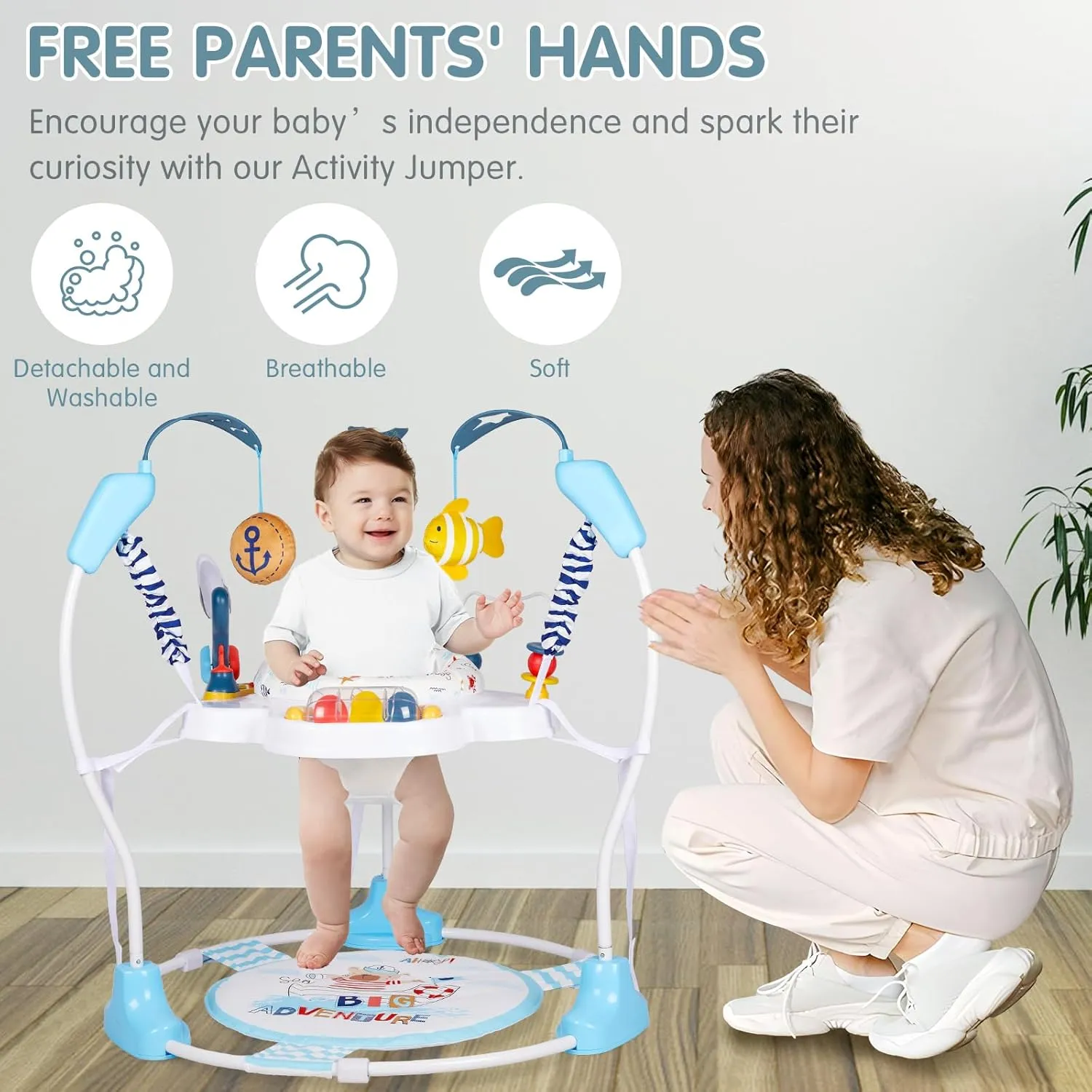 Baby Activity Center, 3-in-1 Baby Jumper, Infant Activity Center with 360° Rotating Seat, Music, Lights, 3 Adjustable Heights, Infant Activity Jumper for 6  Months JP2401