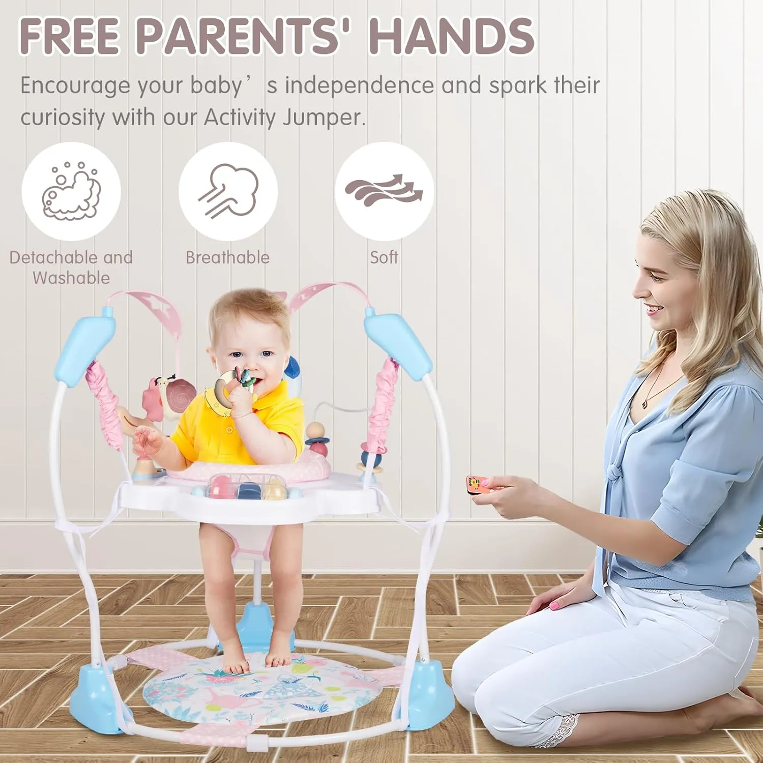 Baby Activity Center, 3-in-1 Baby Jumper, Infant Activity Center with 360° Rotating Seat, Music, Lights, 3 Adjustable Heights, Infant Activity Jumper for 6  Months JP2402