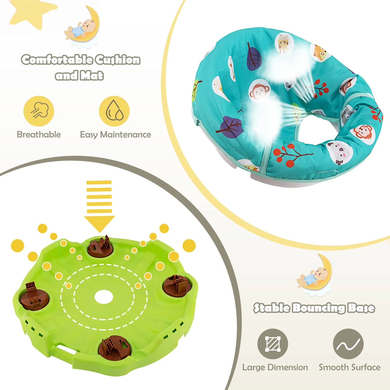 BABY JOY Baby Jumper Activity Center, 3 in 1 Activity Center & Table Infant Play Mat w/Music, 3 Adjustable Height