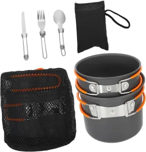 Backpacking Cooking Set Camping Pots Portable Camping Utensils Kit for Outdoor Cooking