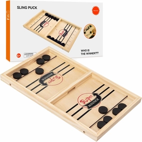 BAKAM Large Super Fast Sling Puck Game, Portable Table Hockey Game for Kids and Adults, Tabletop Slingshot Games Toys for Boys and Girls, Desktop Sport Board Game for Family Game Night Fun