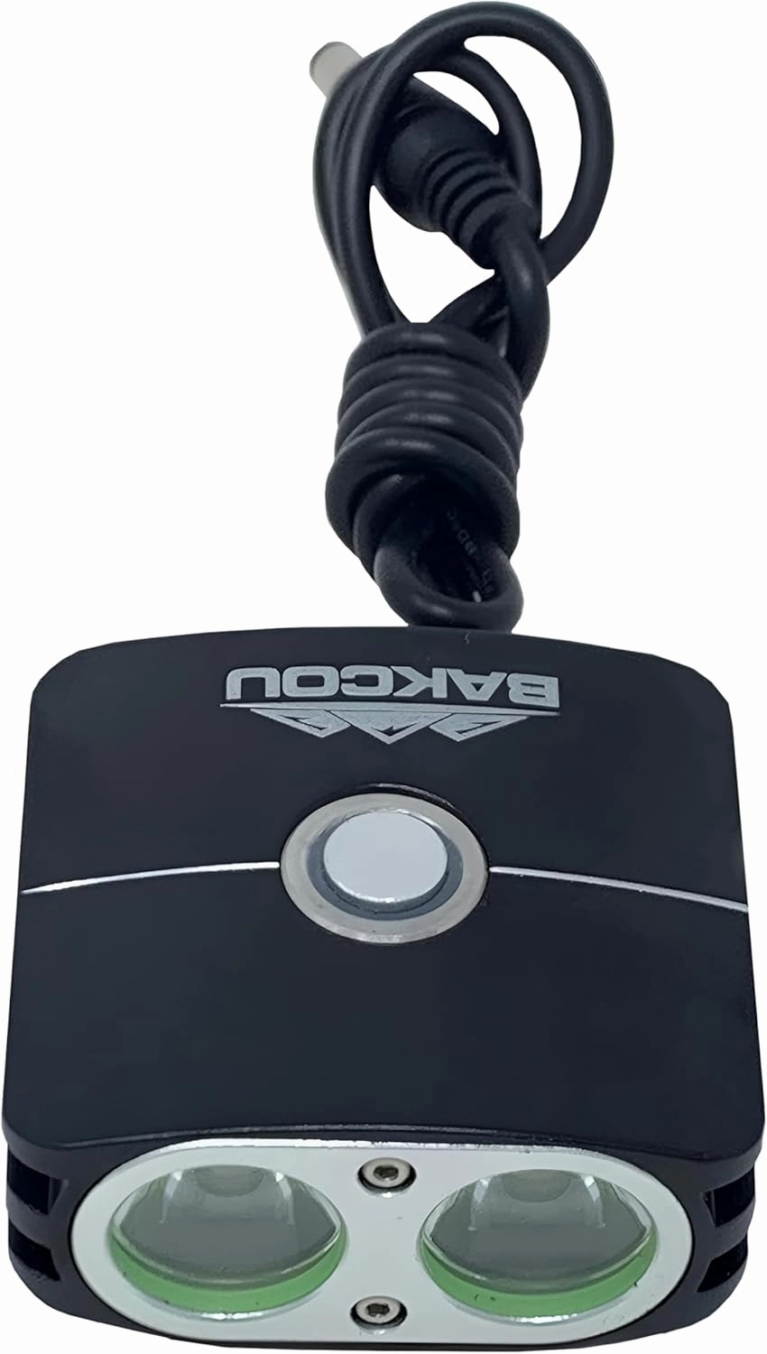 Bakcou - 2200 Lumen GoProMount Headlight - E-Bike Light with Blinking Modes, USB Rechargeable, Waterproof, Dual LED Design, 120-Hour Battery
