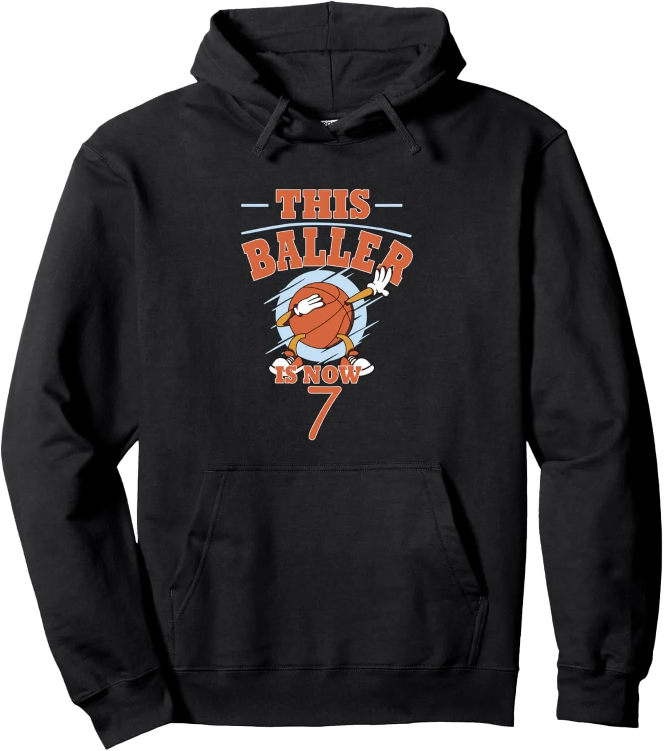Ballin into 7: Slam`n Dunk Bliss for 7th Birthday Basketball Pullover Hoodie