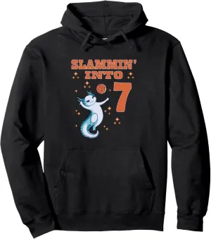 Ballin into 7: Slam`n Dunk Bliss for 7th Birthday Basketball Pullover Hoodie