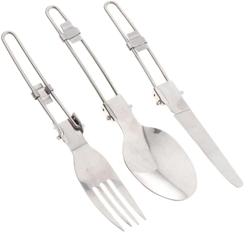 barenx Folding Cutlery Set Spoon Fork for Camping Picnic Cooking Utensils