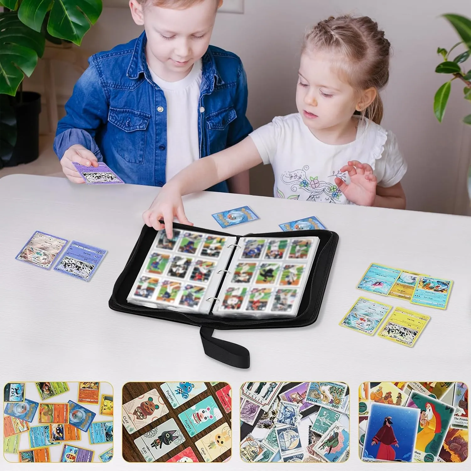 Baseball Card Binder Holder 900 Pockets with 50 Removable Sleeves, Portable Sports Trading Cards Binder Album Collector Organizer Protectors with Zipper,Waterproof