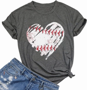 Baseball Shirts Women Baseball Mom Tshirt Baseball Heart Graphic Tee Game Day Gifts Funny Short Sleeve Tops