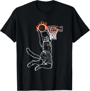 Basketball Cat Dunk - Vintage Basketball Player Cat Lover T-Shirt
