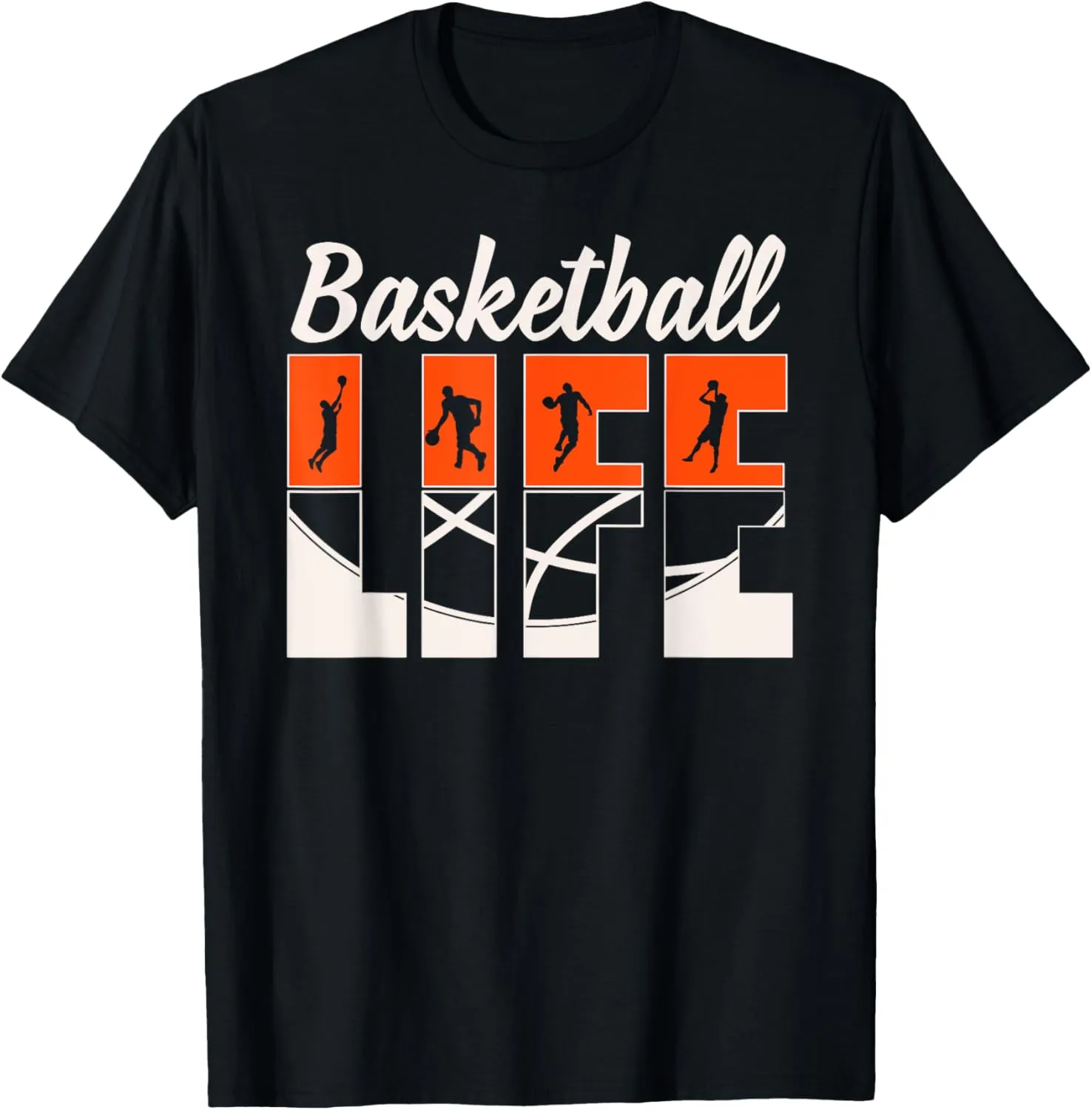 Basketball Life Men Boy Basketball Player Slam Dunk Hoop Net T-Shirt