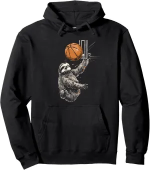 Basketball Sloth Basketball Hoop Basketball Lover Slam Dunk Pullover Hoodie