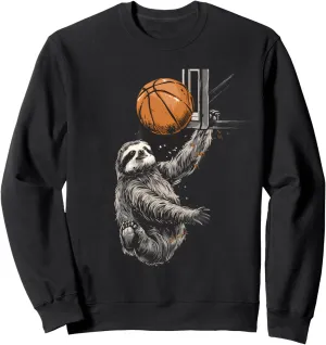 Basketball Sloth Basketball Hoop Basketball Lover Slam Dunk Sweatshirt